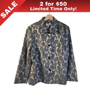 [Sale: 2 for $50!] Chic Gray Floral Blazer, Size 16W [0151]